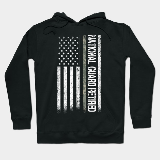 National Guard Retired American Flag Proud Patriotic Gift Hoodie by Otis Patrick